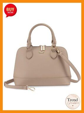 Faux Leather Crossbody Satchel Dome Handbag Double Zip Adjustable Strap